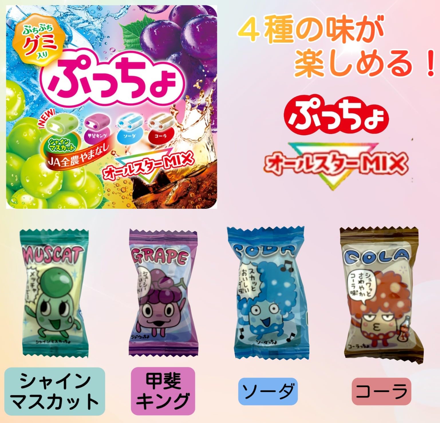 Amazon.co.jp: UHA味覚糖 ぷっちょ 業務用 4種アソート 204袋入 1kg